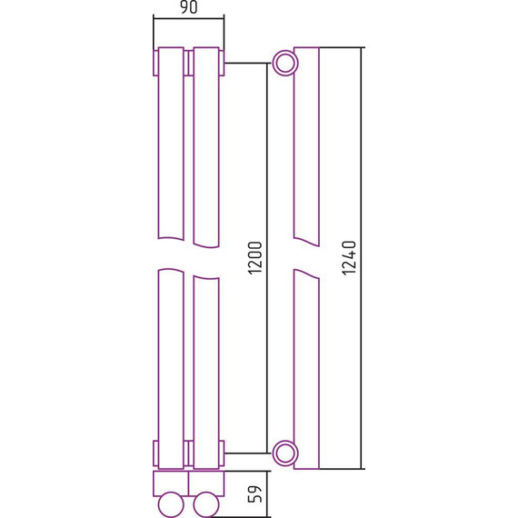 Радиатор Сунержа Эстет-1 90х1200 мм (2 секции) 00-0301-1202 универсальное подключение фото 5