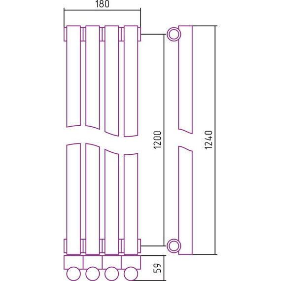 Радиатор Сунержа Эстет-1 180х1200 мм (4 секции) 00-0301-1204 универсальное подключение фото 5