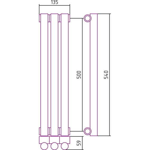 Радиатор Сунержа Эстет-1 135х500 мм (3 секции) 00-0301-5003 универсальное подключение фото 5