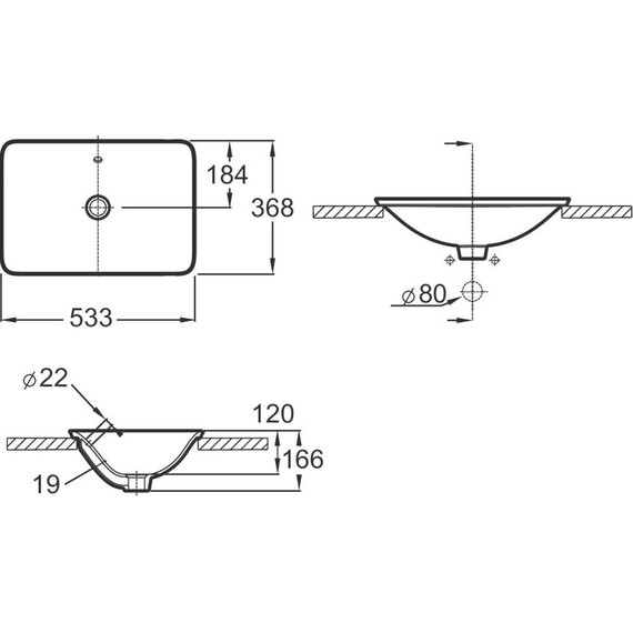 Раковина врезная на столешницу Jacob Delafon Carillon 53 см E96117-0 фото 2