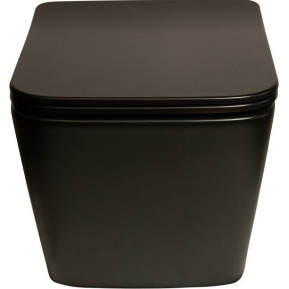 Унитаз подвесной безободковый SantiLine SL-5004MB с крышкой микролифт, черный матовый, Цвет производителя: чёрный матовый фото 2