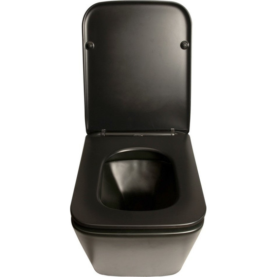 Унитаз подвесной безободковый SantiLine SL-5004MB с крышкой микролифт, черный матовый, Цвет производителя: чёрный матовый фото 3