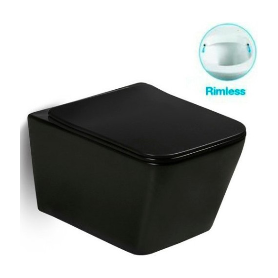 Унитаз подвесной безободковый SantiLine SL-5004MB с крышкой микролифт, черный матовый, Цвет производителя: чёрный матовый фото 4