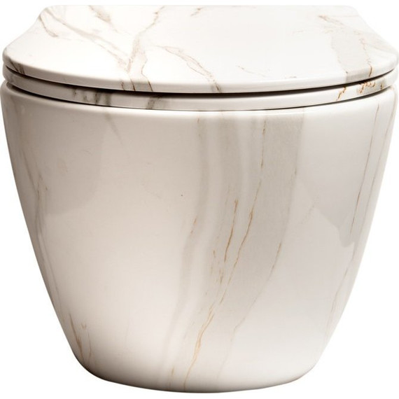 Унитаз подвесной безободковый SantiLine SL-5005MRB с крышкой микролифт, под мрамор, Цвет производителя: под мрамор фото 2