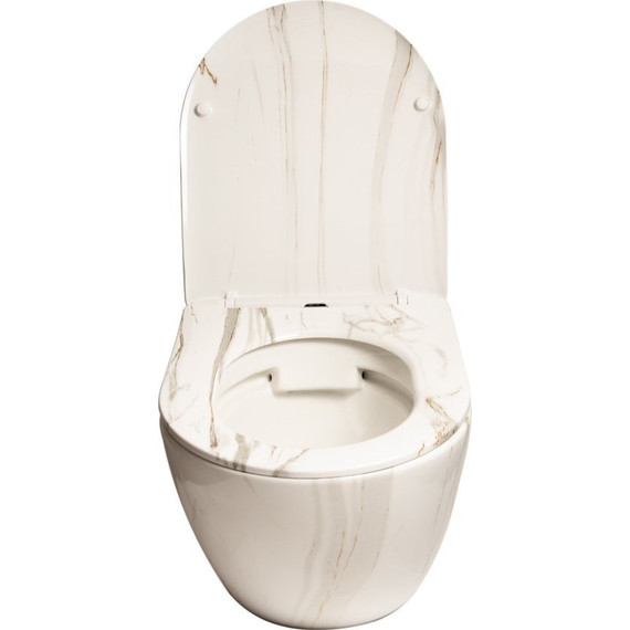 Унитаз подвесной безободковый SantiLine SL-5005MRB с крышкой микролифт, под мрамор, Цвет производителя: под мрамор фото 3