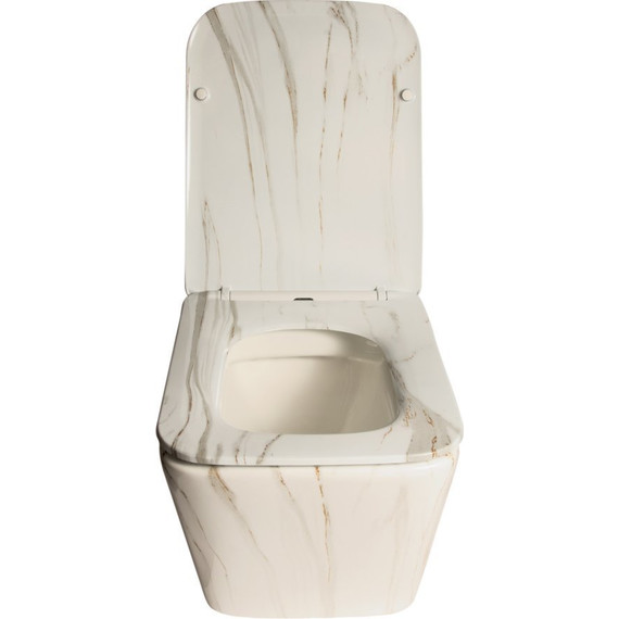Унитаз подвесной безободковый SantiLine SL-5007MRB с крышкой микролифт, под мрамор, Цвет производителя: под мрамор фото 3