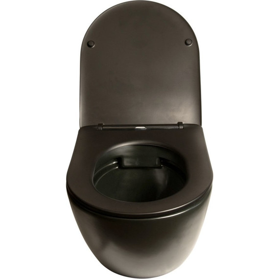 Унитаз подвесной безободковый SantiLine SL-5018MB с крышкой микролифт, черный матовый, Цвет производителя: чёрный матовый фото 3