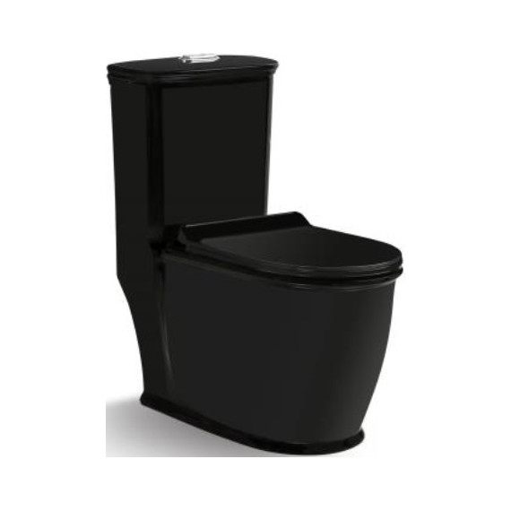 Унитаз-компакт безободковый SantiLine SL-5019MB с крышкой микролифт, черный матовый, Цвет производителя: чёрный матовый фото 