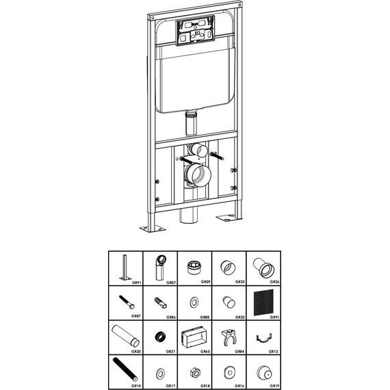 Инсталляция для унитаза SantiLine Adell SL-03 (кнопка черная матовая, овальная) фото 4