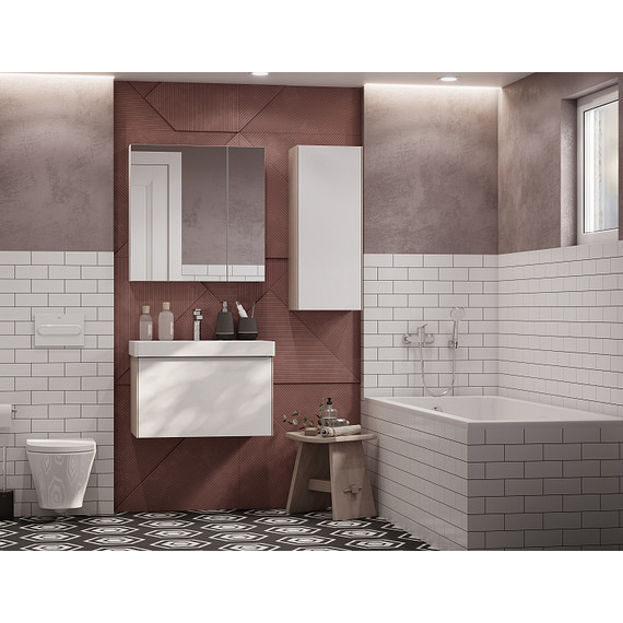 Шкаф подвесной Акватон Асти 34 см 1A262903AX010, белый глянцевый/ясень шимо фото 5