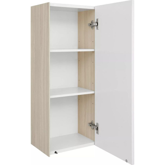 Шкаф подвесной Акватон Асти 34 см 1A262903AX010, белый глянцевый/ясень шимо фото 2