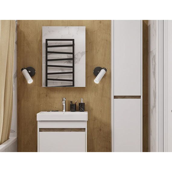 Тумба подвесная с раковиной Акватон Марти 55 см 1A263201MY010, белый глянцевый/дуб эндгрейн фото 7