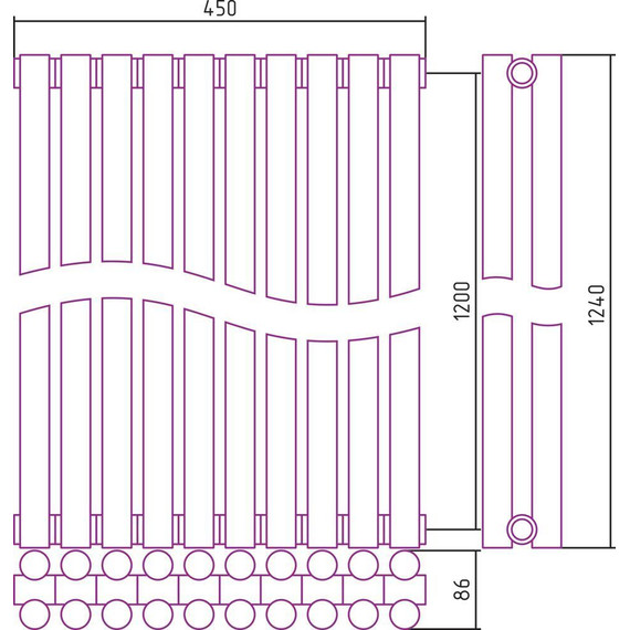 Радиатор Сунержа Эстет-11 450х1200 мм (10 секций) 00-0302-1210 универсальное подключение фото 5