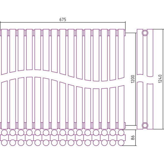 Радиатор Сунержа Эстет-11 675х1200 мм (15 секций) 00-0302-1215 универсальное подключение фото 5