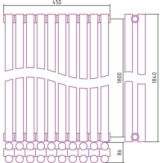 Радиатор Сунержа Эстет-11 450х1800 мм (10 секций) 00-0302-1810 универсальное подключение фото 5