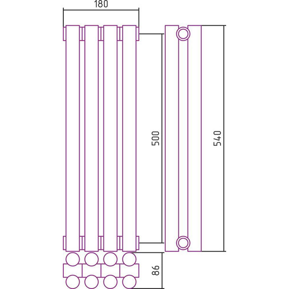 Радиатор Сунержа Эстет-11 180х500 мм (4 секции) 00-0302-5004 универсальное подключение фото 5