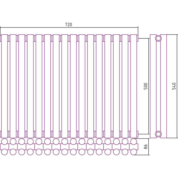 Радиатор Сунержа Эстет-11 720х500 мм (16 секций) 00-0302-5016 универсальное подключение фото 5