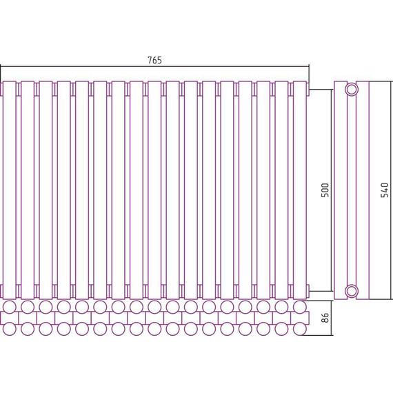 Радиатор Сунержа Эстет-11 765х500 мм (17 секций) 00-0302-5017 универсальное подключение фото 5
