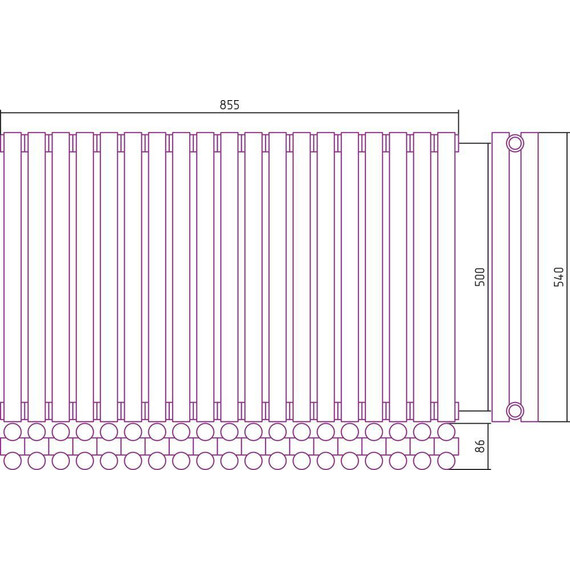Радиатор Сунержа Эстет-11 855х500 мм (19 секций) 00-0302-5019 универсальное подключение фото 5
