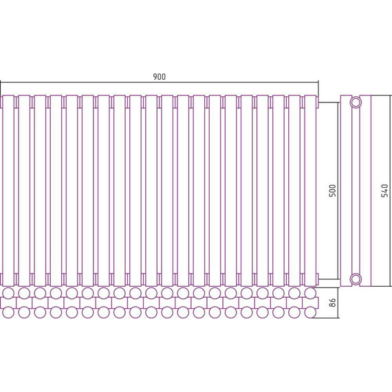 Радиатор Сунержа Эстет-11 900х500 мм (20 секций) 00-0302-5020 универсальное подключение фото 5