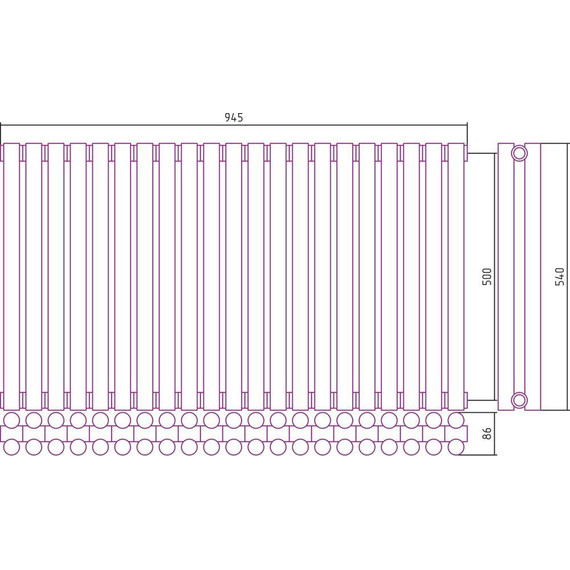 Радиатор Сунержа Эстет-11 945х500 мм (21 секция) 00-0302-5021 универсальное подключение фото 5
