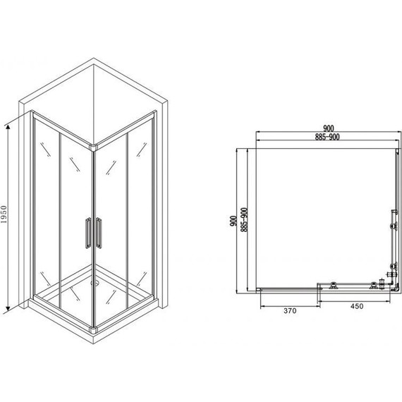 Душевое ограждение Abber Schwarzer Diamant 90х90 см AG02090BH, черный/прозрачное - 5 Душевое ограждение Abber Schwarzer Diamant 90х90 см AG02090BH, черный/прозрачное фото 5