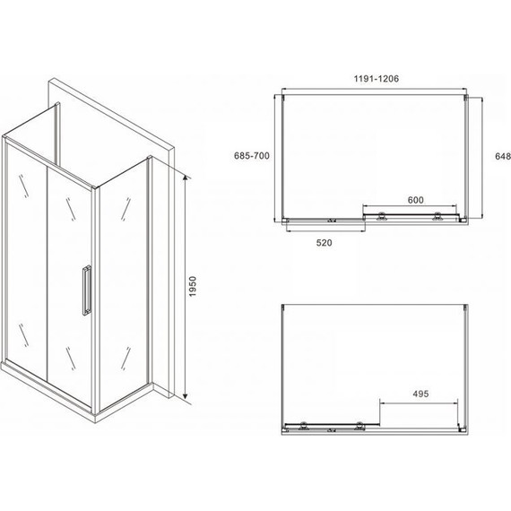 Душевое ограждение Abber Schwarzer Diamant 120х70 см AG30120BH-S70B-S70B, черный/прозрачное - 5 Душевое ограждение Abber Schwarzer Diamant 120х70 см AG30120BH-S70B-S70B, черный/прозрачное фото 5