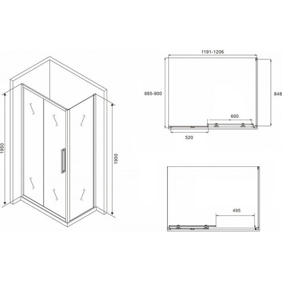 Душевое ограждение Abber Schwarzer Diamant 120х90 см AG30120BH-S90B, черный/прозрачное фото 5