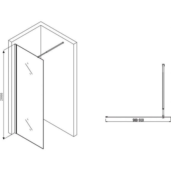 Душевая перегородка Abber Immer Offen 90 см AG61090B, черный/прозрачное фото 3