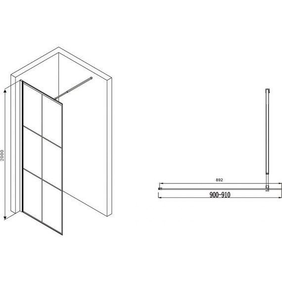 Душевая перегородка Abber Immer Offen 90 см AG62090B, черный/прозрачное фото 2