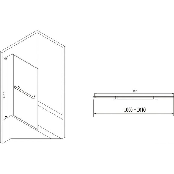 Шторка для ванны Abber Immer Offen 100 см AG70100B, черный/прозрачное фото 3