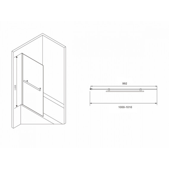 Шторка для ванны Abber Immer Offen 100 см AG70100B, черный/прозрачное фото 