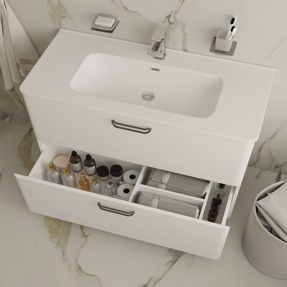 Тумба напольная с раковиной Iddis Brick 100 см BRI10WFi95K, белый глянец фото 4