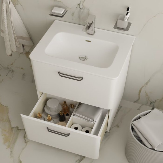 Тумба напольная с раковиной Iddis Brick 60 см BRI60WFi95K, белый глянец фото 10