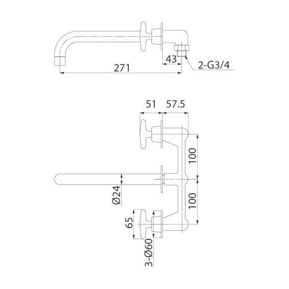 Смеситель для раковины настенный Iddis Acros ACRSB00i65 фото 3