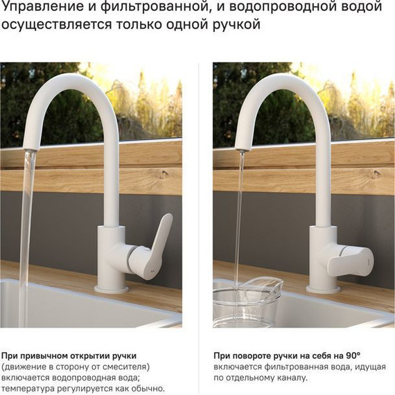 Смеситель для кухни Iddis Cuba CUBWTFJi05, белый матовый - 2 Смеситель для кухни Iddis Cuba CUBWTFJi05, белый матовый фото 2