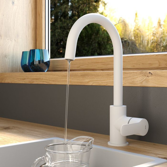 Смеситель для кухни Iddis Cuba CUBWTFJi05, белый матовый - 3 Смеситель для кухни Iddis Cuba CUBWTFJi05, белый матовый фото 3