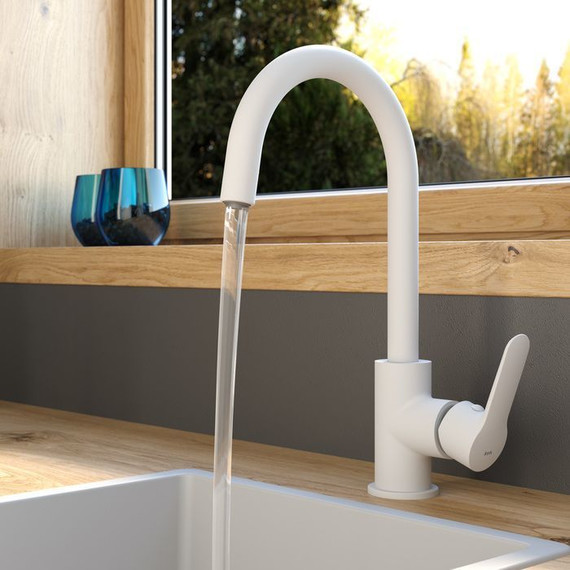 Смеситель для кухни Iddis Cuba CUBWTFJi05, белый матовый - 4 Смеситель для кухни Iddis Cuba CUBWTFJi05, белый матовый фото 4
