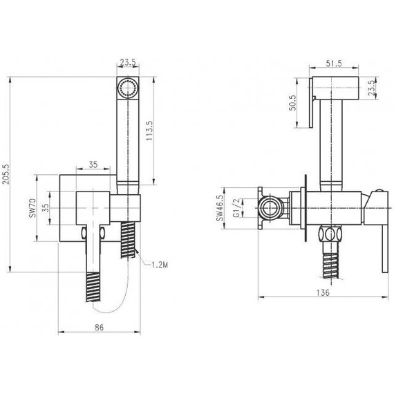 Набор для гигиенического душа Cezares CZR-SET-DA2-ID3-FMM120-01 - 2 Набор для гигиенического душа Cezares CZR-SET-DA2-ID3-FMM120-01 фото 2