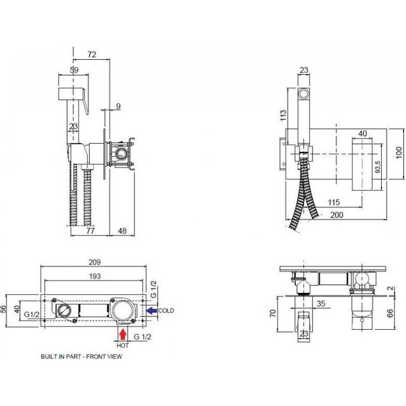 Набор для гигиенического душа Cezares UNIKA-DIF-NOP, черный матовый, Цвет производителя: чёрный матовый фото 7