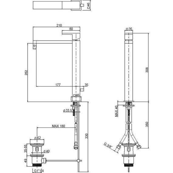 Смеситель для раковины высокий Cezares UNIKA-LC-03/24-W0, золото, Цвет производителя: золото - 4 Смеситель для раковины высокий Cezares UNIKA-LC-03/24-W0, золото, Цвет производителя: золото фото 4