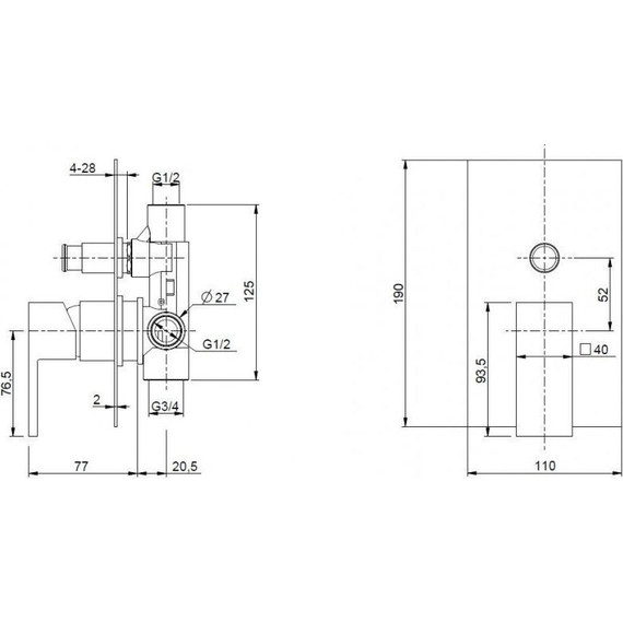 Смеситель для ванны Cezares UNIKA-VDIM-NOP, черный матовый, Цвет производителя: чёрный матовый фото 4