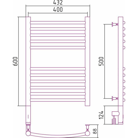 Полотенцесушитель электрический Сунержа Богема 3.0 П11 600x400 мм (прямая перемычка) 00-5804-6040 L фото 5