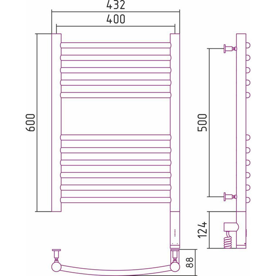 Полотенцесушитель электрический Сунержа Богема 3.0 П11 600x400 мм (прямая перемычка) 00-5805-6040 R фото 5