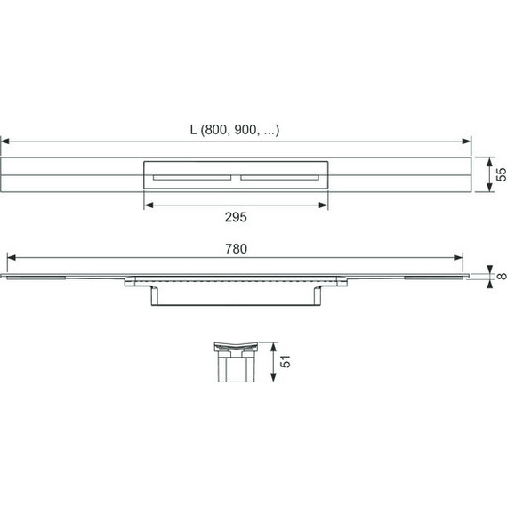 Трап TECEdrainprofile 80 см 670821, нержавеющая сталь, сатин/черный, Цвет производителя: сатин, чёрный, Размер трапа: 800 фото 2