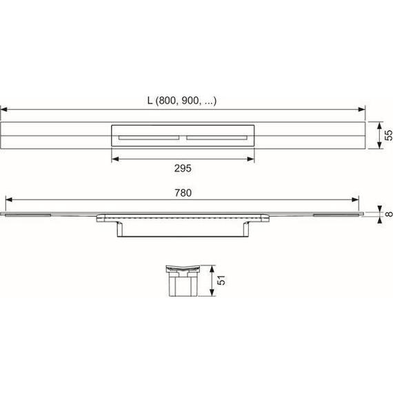 Трап TECEdrainprofile 100 см 671021, нержавеющая сталь, сатин/черный, Цвет производителя: сатин, чёрный, Размер трапа: 1000 фото 2