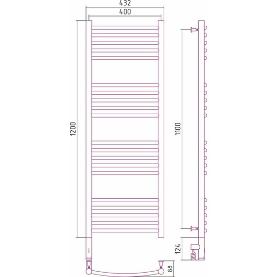 Полотенцесушитель электрический Сунержа Богема 3.0 П20 1200x400 мм (прямая перемычка) 00-5804-1240 L фото 5