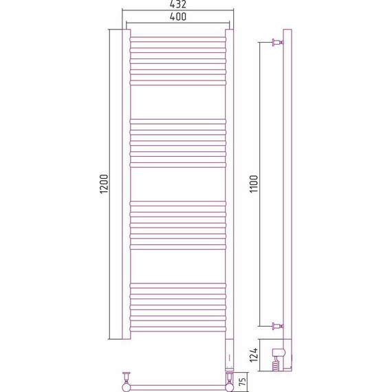 Полотенцесушитель электрический Сунержа Богема 3.0 П20 1200x400 мм (прямая перемычка) 00-5805-1240 R фото 5