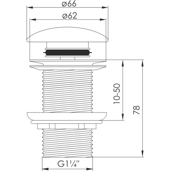 Донный клапан Volle 90-00-037black, черный - 2 Донный клапан Volle 90-00-037black, черный фото 2
