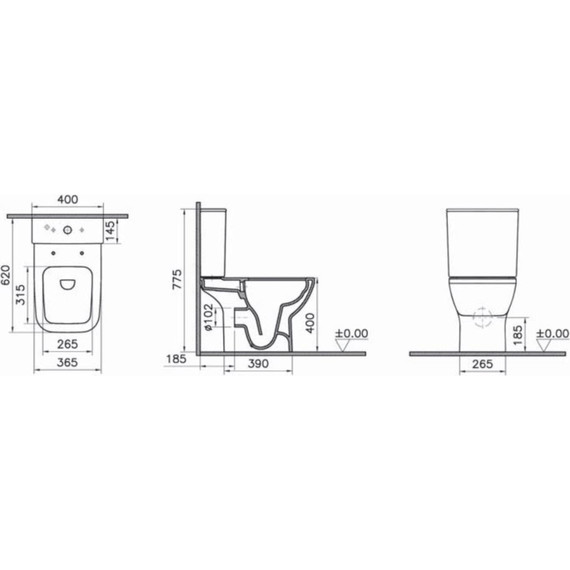Унитаз-компакт безободковый VitrA Integra Square Open-Back 9833B003-7205 с тонкой крышкой микролифт фото 2